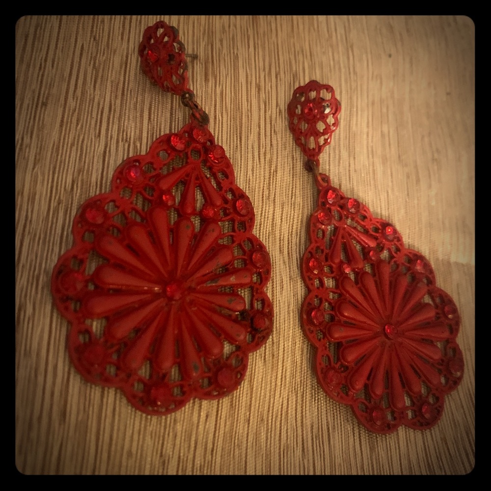 Fiery red earrings